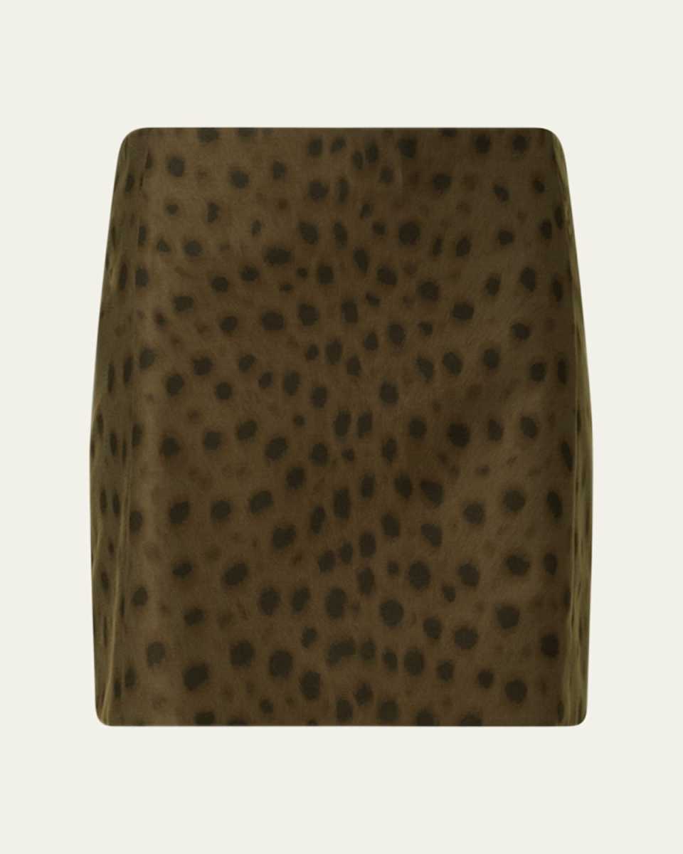 Leopard-Print Techno Gabardine Mini Skirt